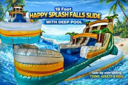 18’ Happy Splash Falls Slide with Deep Pool